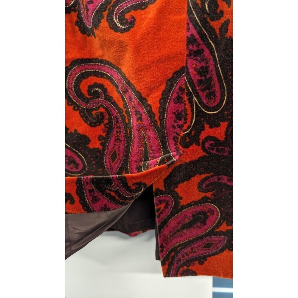TALBOTS Velour Paisley Print Back Slit Classic Pencil Skirt Size‎ 8 - Picture 4 of 10